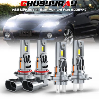 4x Combo de bombillas LED 9005 H7 haz alto-bajo para Mazda Protege5 2002-2003 Foto 1 de 4