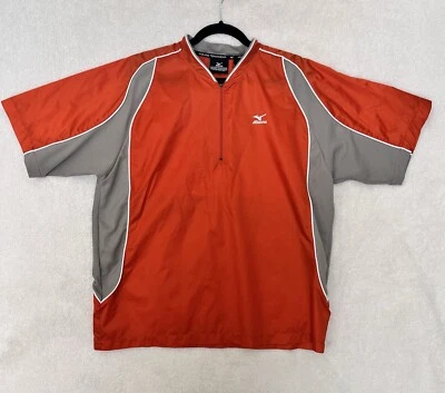 Jaqueta Mizuno Adulto Média Laranja Cinza Beisebol Batendo Aquecimento Ventilado Manga Curta - Imagem 1 de 4