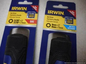 2 NUT DRIVER TOOL 9mm AND 11/32 METRIC IRWIN BRAND NEW - Picture 1 of 3