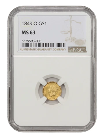 1849-O G$1 NGC MS63 Cover