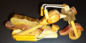 Modelo artístico vintage de madera tallada a mano estilo Harley-Davidson motocicleta - Imagen 1 de 7