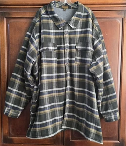Boulder Creek Shirt Jacket Mens 6XL   Flannel Green Plaid Fleece Lined - Picture 1 of 6