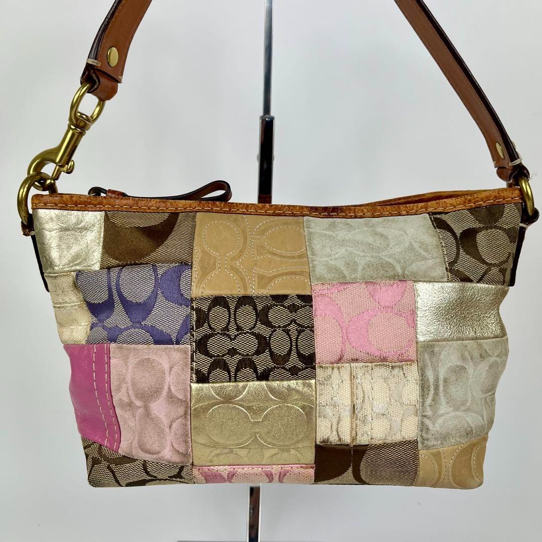 バッグ coach patchwork shoulder bag signature COACH Hobo One Shoulder Bag Patchwork Signature Canvas