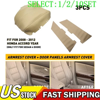 Front Door Panels + Console Lid Armrest Cover Trim For 2008-12 Honda Accord 1~10 Foto 1 de 4