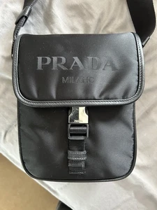 Prada Tessuto+Saffian Shoulder Bag Men’s - Black Mint Condition - Picture 1 of 8