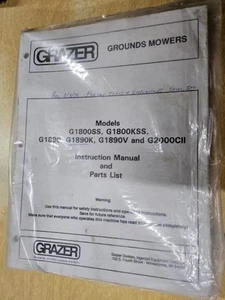 GRAZER Grounds Mowers, Instructions / Parts List G1800SS G1890 G2000CII Models - Picture 1 of 2
