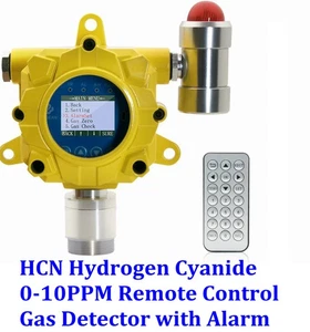 HCN Hydrogen Cyanide Fixed Gas Detector w/ Remote Control Alarm Monitor 0-10PPM - Picture 1 of 12