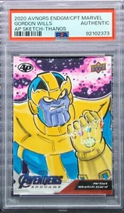 Thanos Infinity 2020 UD Avengers Endgame Sketch Card 1/1 PSA Auth Gordon Wills - Picture 1 of 3