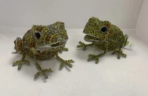 x2 Common Baby Toads ~ Hand Crafted Beaded Ornament Gift~ BEADWORX - Picture 1 of 3