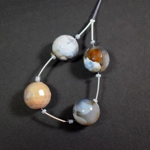 14MM Beautiful Botswana Agate Faceted Round Shape Gemstone 6" Beads For Jewelry - Picture 1 of 6