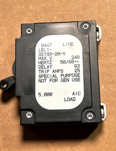 NEW AIRPAX - LEL1-321-20-V Circuit Breaker 1 Pole, 20 Amp, 250 Volt - Picture 1 of 4