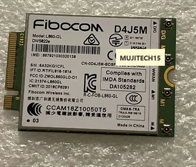 Genuine Fibocom L860-GL DW5822e 4G LTE WWAN Wireless Card(A00) D4J5M - Image 1 of 3