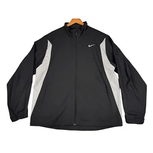 Nike Full Zip Track Jacket Men's XL Black White Polyester Lightweight Athletic - Picture 1 of 9