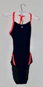 NWT Aqua Sphere Women's Cindy Navy Blue with Coral 1-pc Tank Swimsuit sz 10 14 - Picture 1 of 15