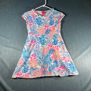 Lilly Pulitzer Girls Celina Dress White Blue Rainforest Retreat Size XL (12-14) - Picture 1 of 12