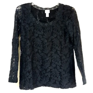 Top Chicos Negro Encaje Forrado Manga Larga Talla 1 - Imagen 1 de 4