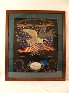Antiguo bordado recuerdo águila patriótica Thomas USAT - Imagen 1 de 11