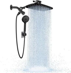 Veken 12" Hochdruck Regenduschkopf mit Verlängerungsarm matt schwarz SHC5V202 - Bild 1 von 13
