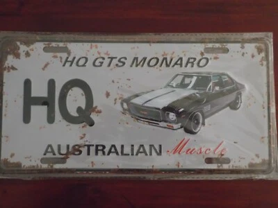 Holden GTS HQ MONARO metal rustic number plate barware car sign 30 x 15cms - image 1 of 3