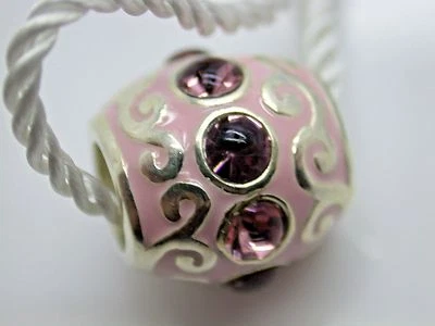 CHARM PERSONA PLATA ESTERLINA .925 VINTAGE ROSA VIÑEDO ESMALTE BRILLO B24 Foto 1 de 3