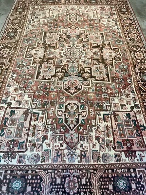 7'5"x11'5" Hand-Knotted Wool Geometric Herize Area Rug - Handmade Tribal Carpet - Image 1 of 4