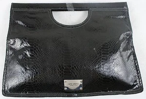 Nine West Stunning Black Faux Snakeskin Polyurethane Large Handbag EUC - Picture 1 of 10