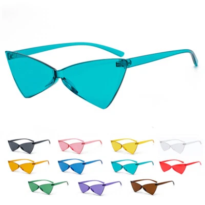Trendy Triangle Rimless Frame Sunglasses Vintage Hippie Cosplay Party Glasses - Image 1 of 4