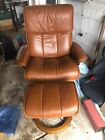 Ekornes Stressless Chair large & Footstool - Tan Leather - Superb Condition 