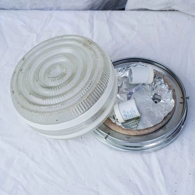 Ceiling Light Fixture Vintage with Glass Cover - Image 1 of 3