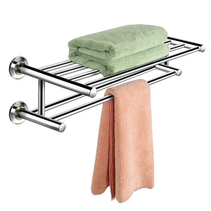 Costway Wall Mounted Towel Rack Rail Holder Storage Shelf Bathroom Hotel Steel - Picture 1 of 9