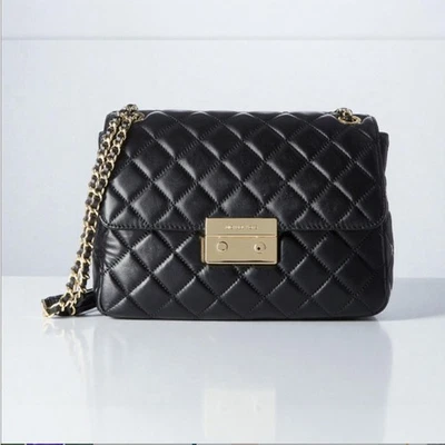 MICHAEL KORS Sloan Chain Quilted Leather Shoulder Bag Black Holiday Office Party - Image 1 of 4