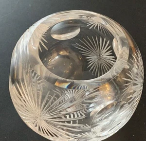 Art Deco Vase Pepi Herrmann signiert handgeschliffen Kristall Starburst rund 4" Boho MCM - Bild 1 von 24