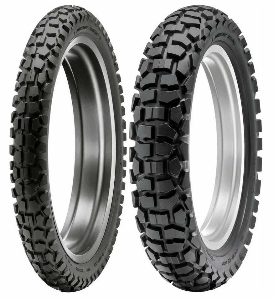 Dunlop 90/90-21 & 4.60-18 D605 Tires Honda XR250L,Kawasaki KLX250S,Suzuki DR350S Foto 1 de 1