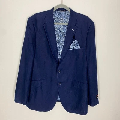 Linea Uomo Linen Blend Blue Blazer Sport Coat Mens 44R Jacket Only Professional - Image 1 of 4