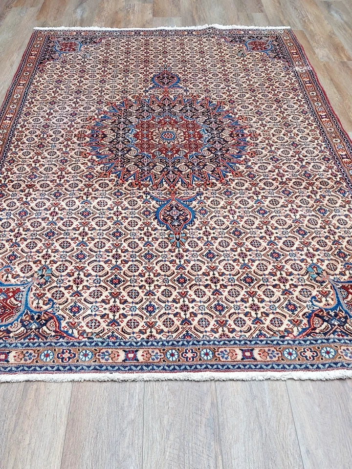 Turkish Rug Fish Design Vintage Rug,Turkish Geometric  Bohom Rug, 5x8 Ft - Image 1 of 4