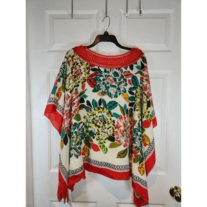 NEW Women's sz L Handkerchief Blouse Shirt Top by ECI New York Red Multicolored - Picture 1 of 9