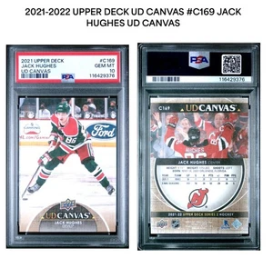 2021-22 Upper Deck Series 2 UD Canvas Jack Hughes #C169 PSA 10 GEM MT - Bild 1 von 3