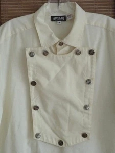 Shelbi Ranch USA Vtg Longhorn Western Cavalry Silver Buffalo Button Bib Shirt M - Picture 1 of 13