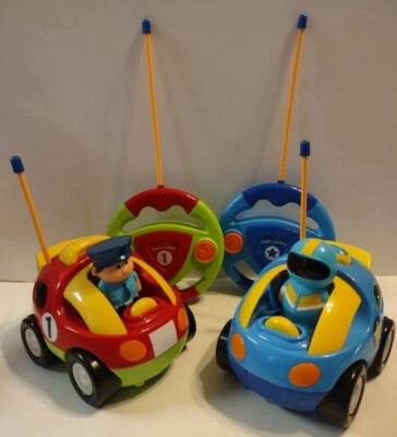 Prextex Cartoon RC Police Race Car  And Blue Race Car. - Image 1 of 4