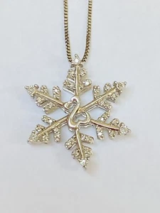 Jane Seymour Halskette offenes Herz Sterlingsilber Diamant SCHNEEFLOCKE Anhänger JWBR - Bild 1 von 19