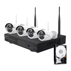 KIT VIDEOSORVEGLIANZA WIRELESS FULL HD IP 4 TELECAMERE 3 MPX WIFI HD 320 GB - Foto 1 di 4