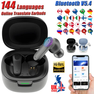 New 144 Languages Smart Translate Bluetooth Earbuds Real Time Voice Translator