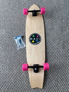 V Tail Maple Longboard 42” X9.With OG Maui & Sons Decal Pink Wheels Skate Tool - Picture 1 of 8