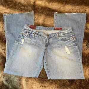 Vintage Blue 2 straight cut low rise light wash denim jeans, women's 30