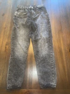 GAP Black Acid Wash Mom Jeans Size 12 Adjustable Waist Cotton Stretch - Picture 1 of 4