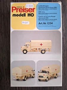 Preiser 1234 Spur H0  Lastkraftwagen Deutsches Rotes Kreuz Mercedes Benz LA 911B - Bild 1 von 4