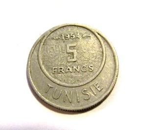 Tunisia 1954/AH1373 5 Francs Coin - Picture 1 of 5