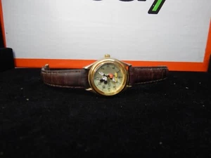 Disney Time Work Women Mickey Mouse Brown Leather Quartz Watch - Picture 1 of 5