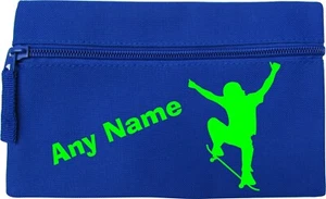 Skateboarder Print Blue Personalised Kids Child School Pencil Case B-day Xmas - Picture 1 of 10