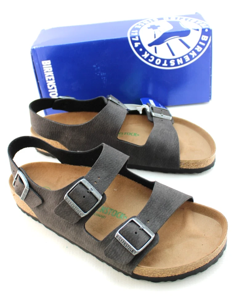 BIRKENSTOCK Milano BS Size 12 Regular Fit Black Vegan Leather Men Sandals